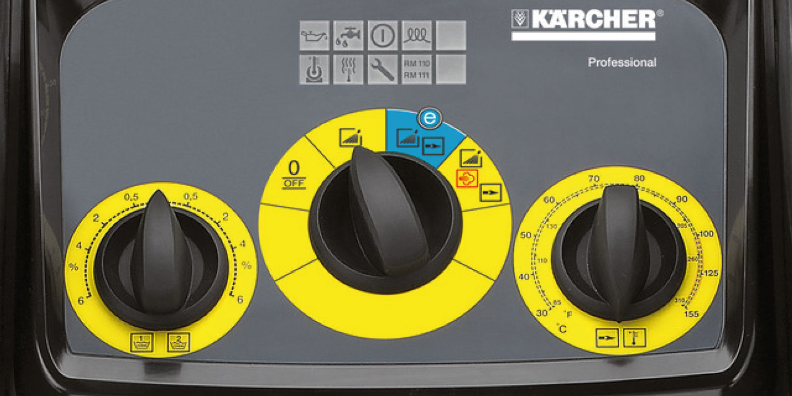 A picture of the Eco!efficiency mode of the Kärcher hot water high-pressure cleaner HDS 10/20-4 M.